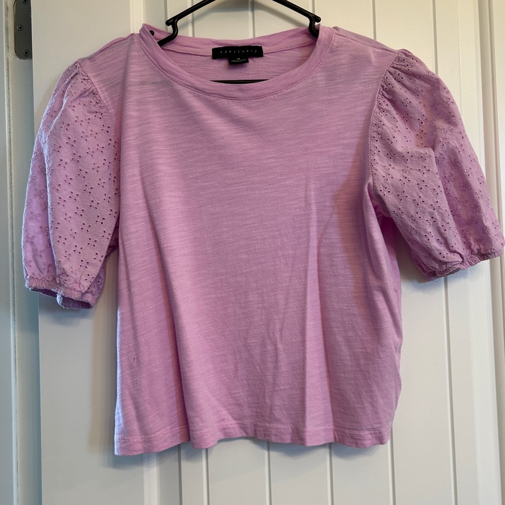 Sanctuary Lilac Eyelet Sleeve Blouse